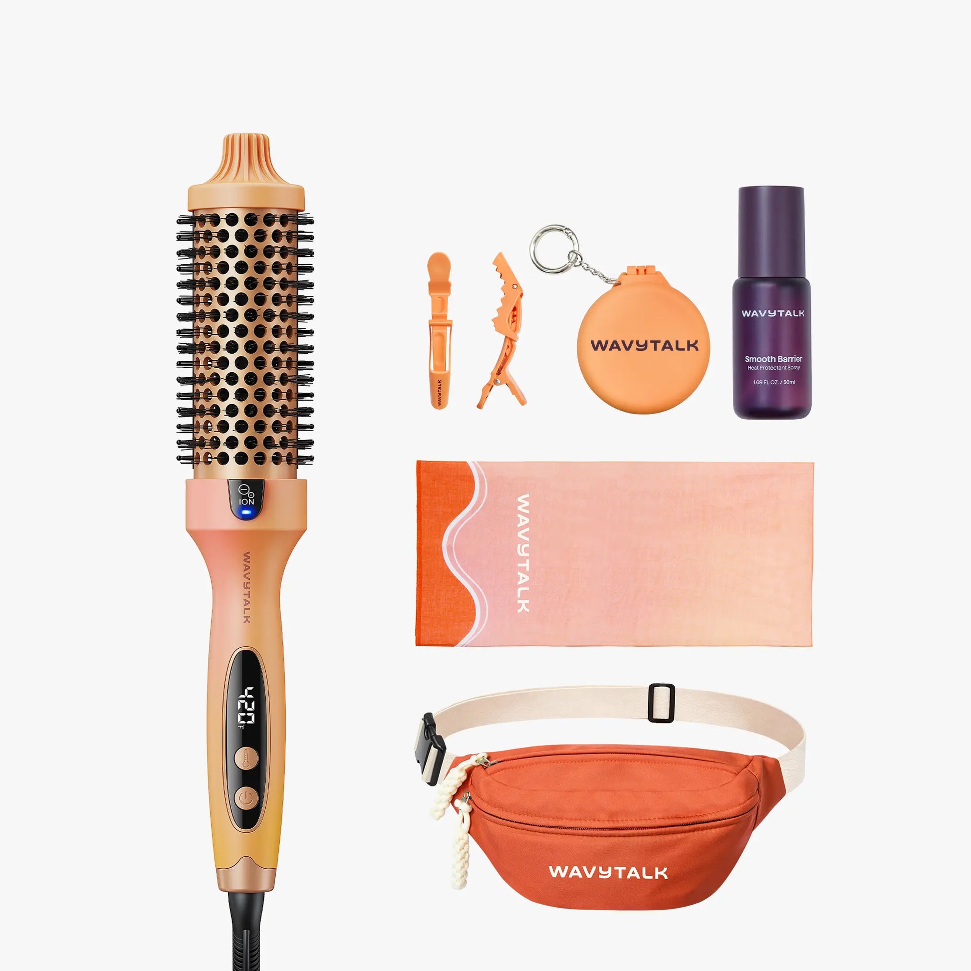Wavytalk Blowout Boost Ionic Thermal Brush 1 1/2 Inch with LED Display, 300℉-420℉ for Different Hair Types, 120-240V Universal Voltage